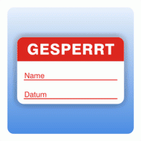 Qualitätssicherung Aufkleber "Gesperrt Name" 25x40 mm in rot