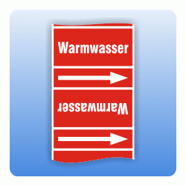 Rohrbanderole Warmwasser nach DIN 2403