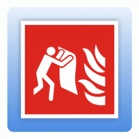 Aufkleber Brandschutzzeichen F016 Löschdecke ISO 7010