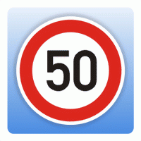 Höchstgeschwindigkeitsaufkleber "50 km/h"