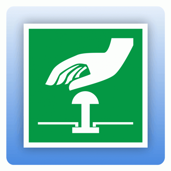 Aufkleber Rettungszeichen E020 Not-Halt-Knopf ISO 7010