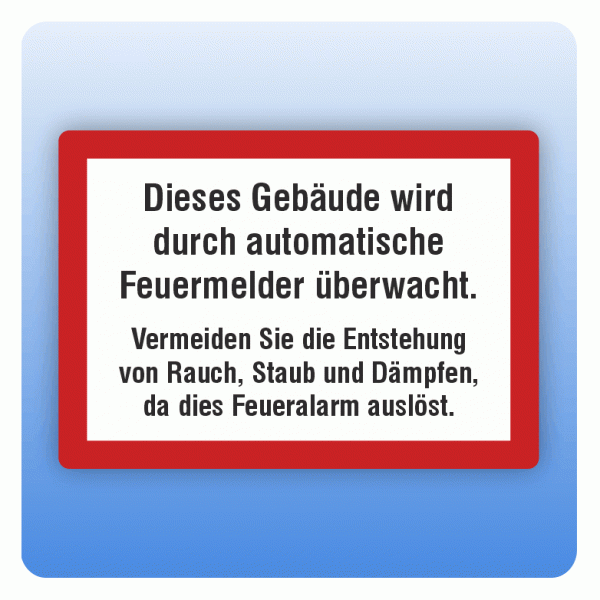 Feuerwehrzeichen Gebäude wird duch automatische Feuermelder überwacht