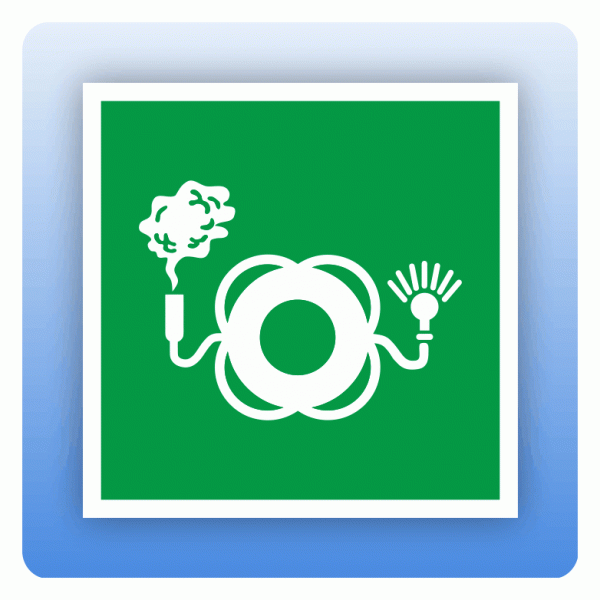 Aufkleber Rettungszeichen E068 Rettungsring mit Licht und Rauch ISO 7010