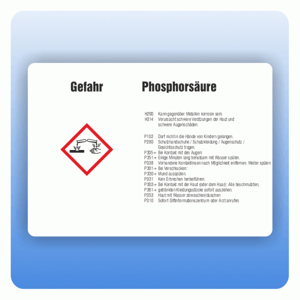 Gefahrstoffaufkleber Phosphorsäure für Behälter von 3 bis 50 Liter
