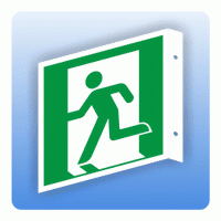 Fahnenschild Rettungszeichen E001 Notausgang links ISO 7010