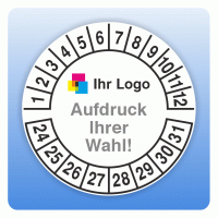 Prüfplakette mit eigenem Logo (mehrfarbig)