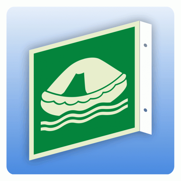 Fahnenschild Rettungszeichen E038 Rettungsfloß ISO 7010
