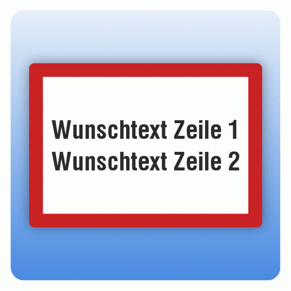 Feuerwehrzeichen mit Wunschtext zweizeilig nach DIN 4066