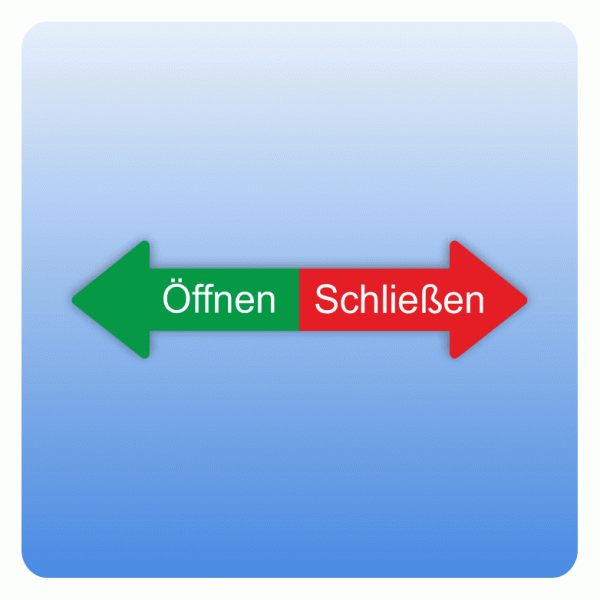 Drehrichtungspfeile gerade Öffnen / Schliessen Aufkleber