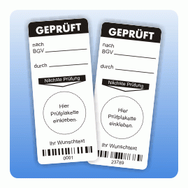Grundetikett Geprüft nach BGV mit Barcode