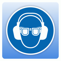 Gebotsschild Gehör- und Augenschutz benutzen Gebotsschild Gehör- und Augenschutz benutzen