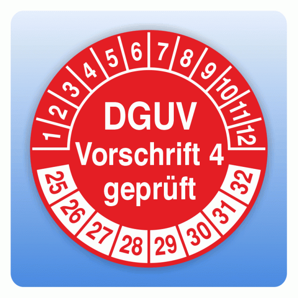 Prüfplakette DGUV Vorschrift 4 geprüft