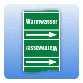 Rohrkennzeichnungsband Warmwasser grün nach DIN 2403