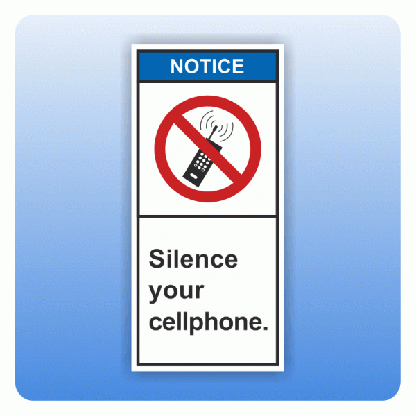 Sicherheitszeichen Silence your cellphone (ANSI Z535) Aufkleber