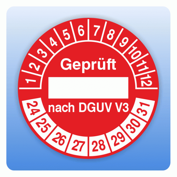 Prüfplakette Geprüft nach DGUV V3 mit Textfeld