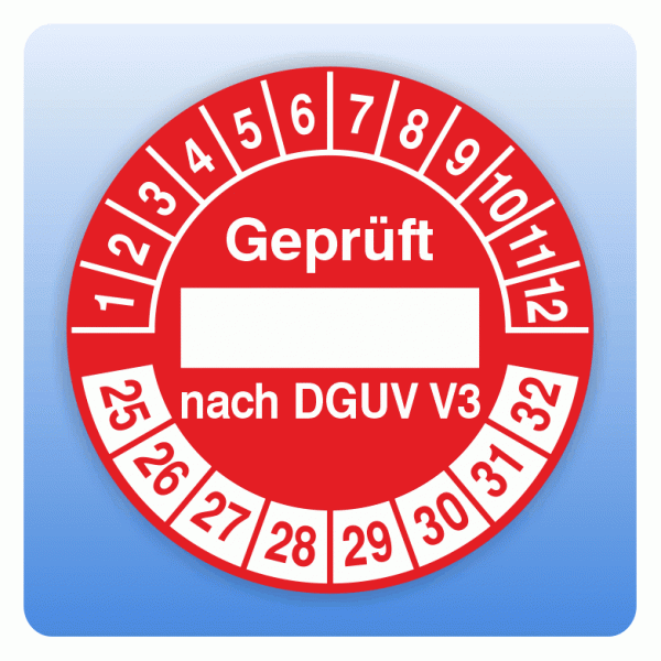 Prüfplakette Geprüft nach DGUV V3 mit Textfeld