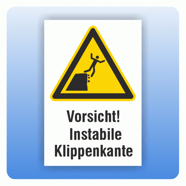 Kombi Warnschild Vorsicht Instabile Klippenkante W052