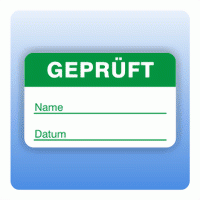 Qualitätssicherung Aufkleber "Geprüft Name" 25x40 mm in grün