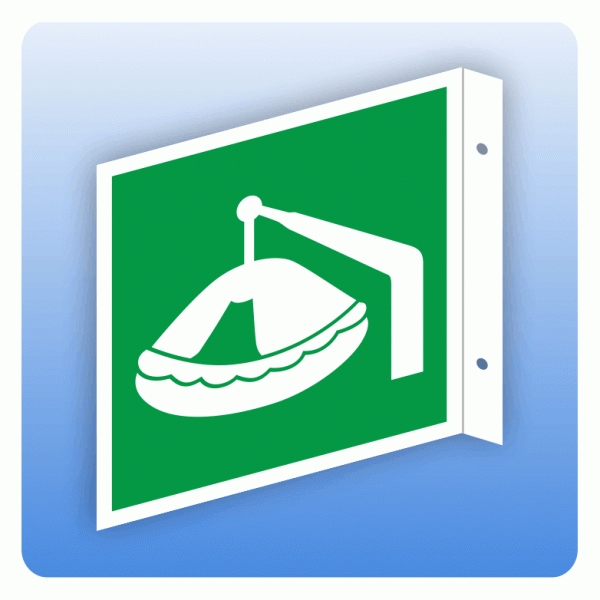Fahnenschild Rettungszeichen E039 Mit Davit aussetzbares Rettungsboot ISO 7010