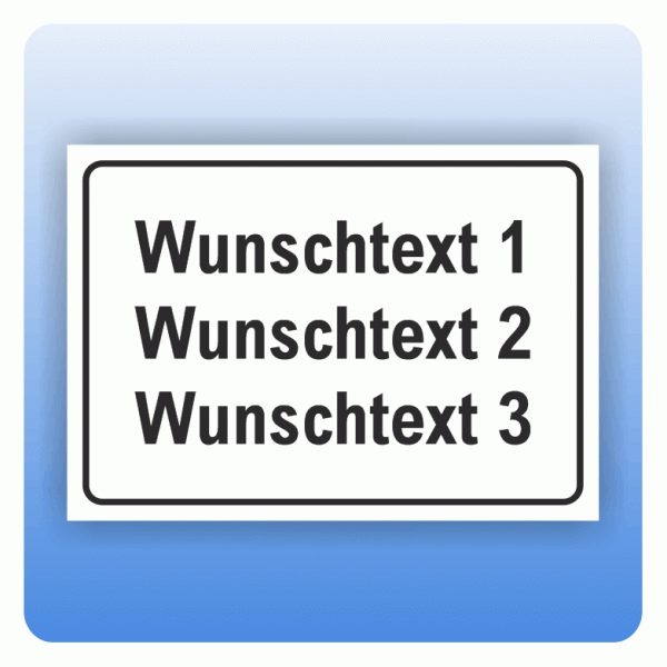 Aufkleber Wunschtext dreizeilig weiss mit schwarzer Umrandung