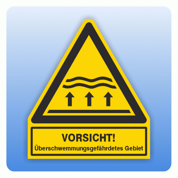 Kombi Warnsymbol Vorsicht Überschwemmungsgefährdetes Gebiet W077