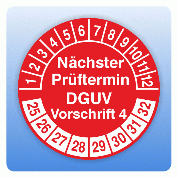 Prüfplakette Nächster Prüftermin DGUV Vorschrift 4