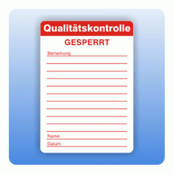 Qualitätssicherung Aufkleber "Qualitätskontrolle Gesperrt" in rot