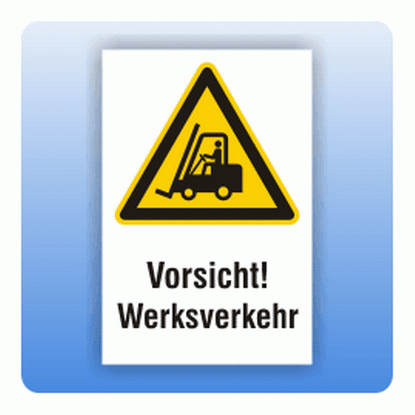 Kombi Warnschild Vorsicht Werksverkehr W014