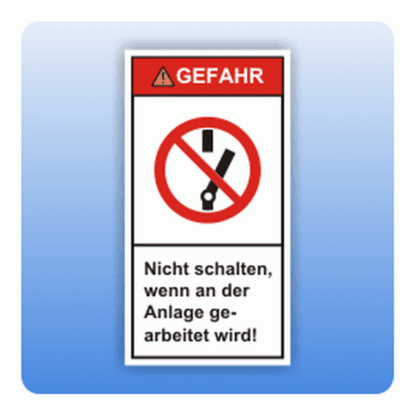 Sicherheitszeichen Nicht schalten, hoch (ISO 3864-2) Aufkleber
