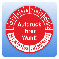 Prüfplakette Aufdruck frei wählbar (einfarbig)