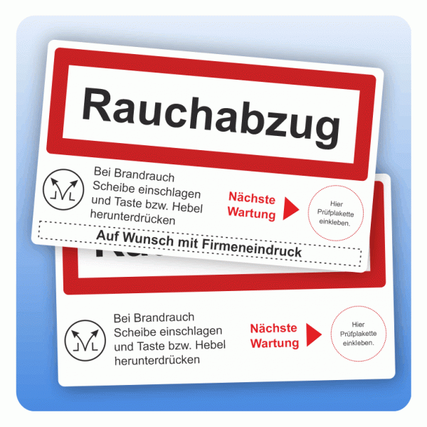 Rauchabzug Instandhaltungsnachweis optional mit Firmeneindruck