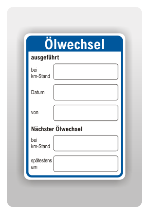 Serviceaufkleber Ölwechsel | Serviceaufkleber | PKW + LKW Kennzeichnung