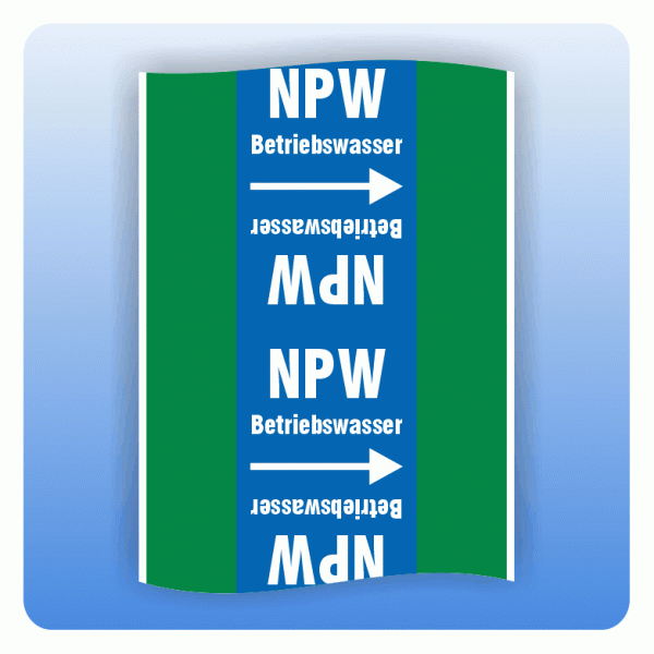 Rohrkennzeichnungsband Wasserversorgungsleitung NPW Betriebswasser nach DIN 2403