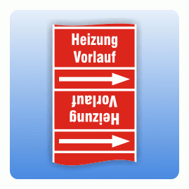 Rohrkennzeichnungsband Heizung Vorlauf rot nach DIN 2403