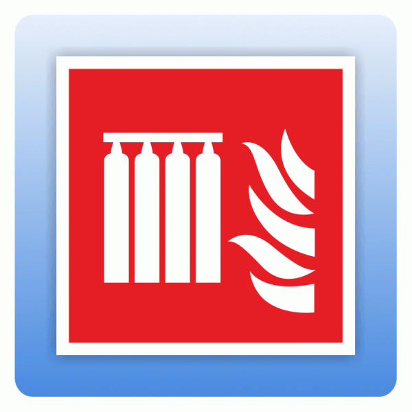 Aufkleber Internationales Brandschutzzeichen F008 Fest eingebaute Feuerlöschmittel-Batterie ISO 7010
