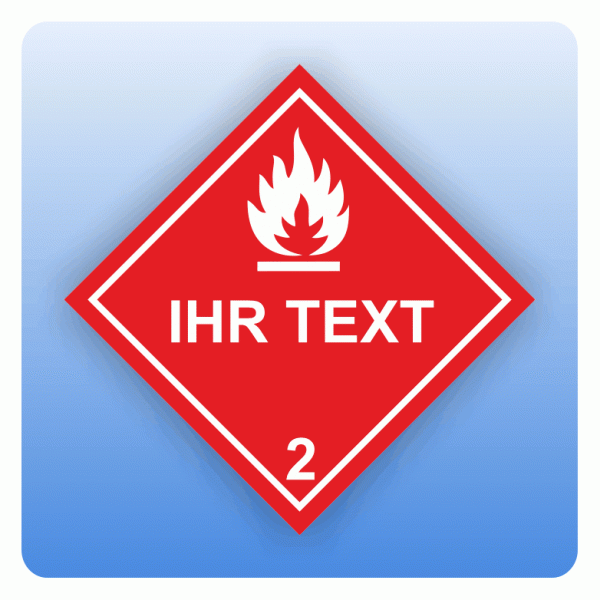 ADR Kennzeichen Gefahrgutklasse 2.1 Wunschtext weiss