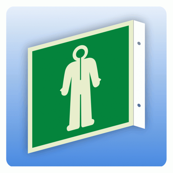 Fahnenschild Rettungszeichen E056 Überlebensanzug ISO 7010