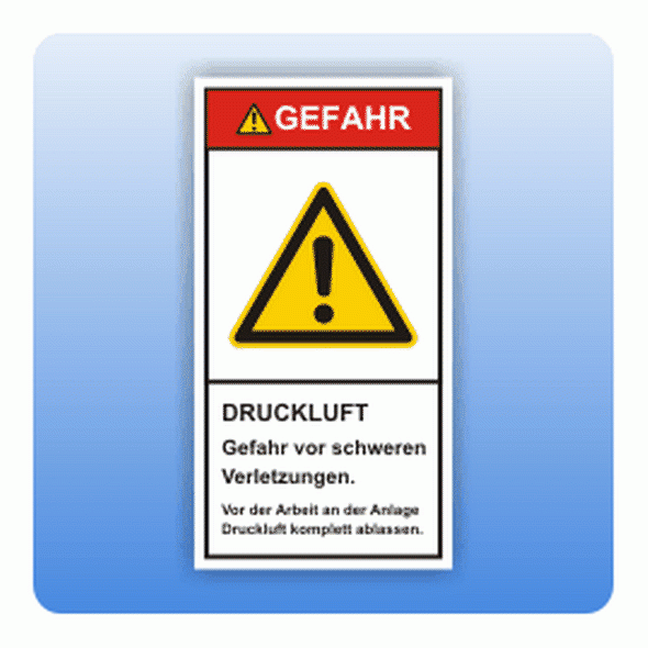 Sicherheitszeichen Druckluft, hoch (ISO 3864-2) Aufkleber