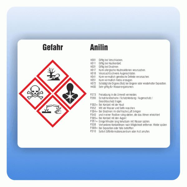 Gefahrstoffaufkleber Anilin für Behälter bis 3 Liter