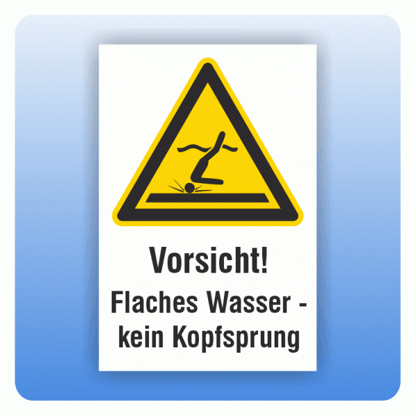 Kombi Warnschild Vorsicht Flaches Wasser - kein Kopfsprung WW048