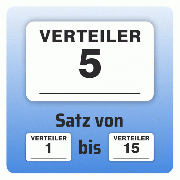 Aufkleber Heizkreisverteiler mit Freifeld Satz 1 bis 15