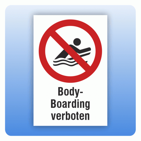 Kombi Verbotsschild P063 Body-Boarding verboten