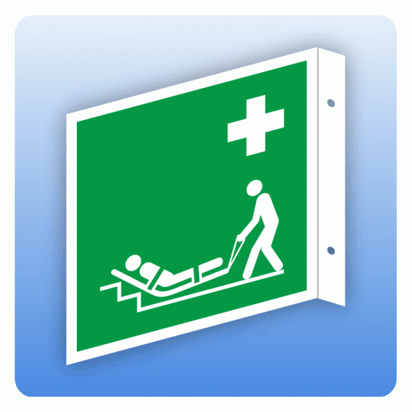 Fahnenschild Rettungszeichen E067 Evakuierungsmatte ISO 7010