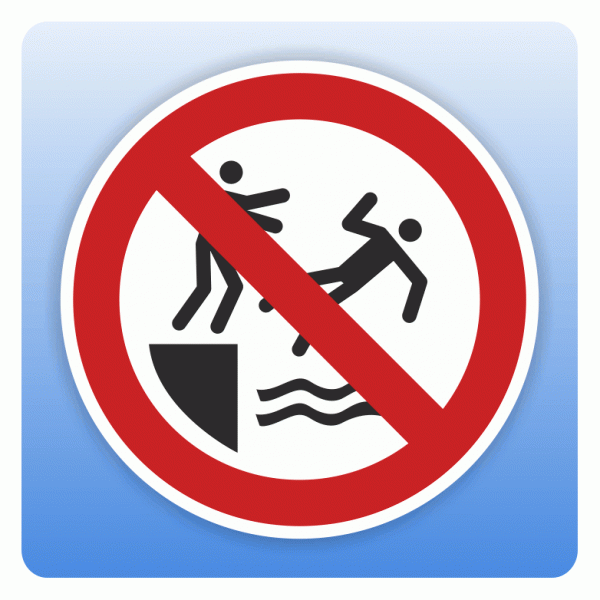 Verbotsschild P062 In das Wasser schubsen verboten