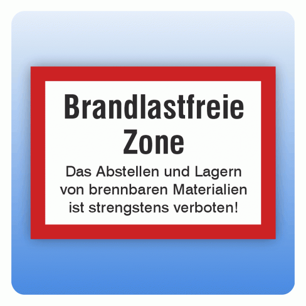 Aufkleber Feuerwehrzeichen Brandlastfreie Zone nach DIN 4066