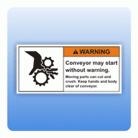 Sicherheitszeichen Conveyor may start without warning (ANSI Z535) Aufkleber