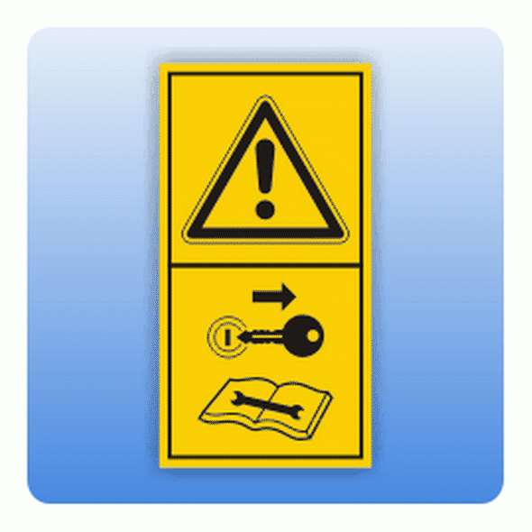 Sicherheitszeichen Motor abstellen, hoch (ISO 11684) Aufkleber