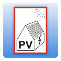 Aufkleber PV-Anlage mit Netzeinspeisung