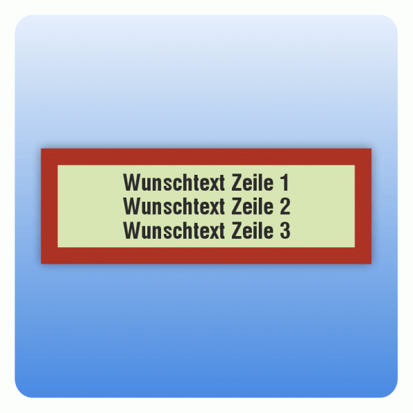 Feuerwehrzeichen Wunschtext dreizeilig nach DIN 4066