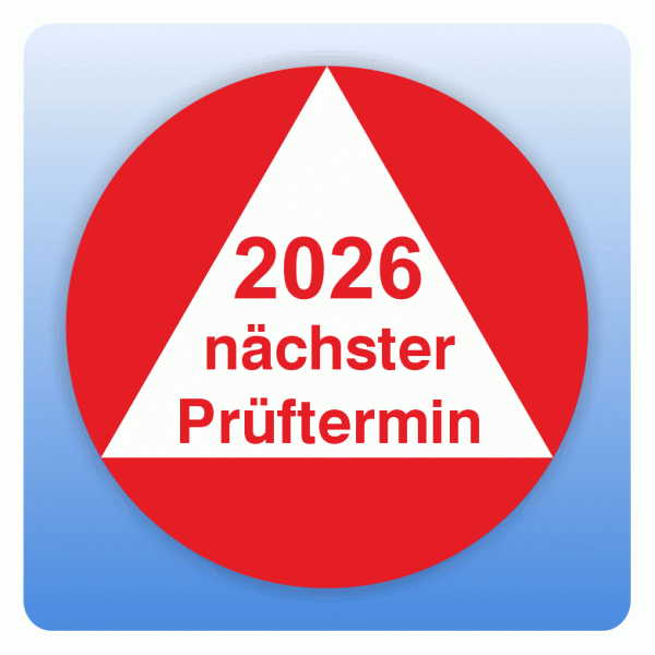 Prüfplakette Nächste Prüfung m. Pfeil groß